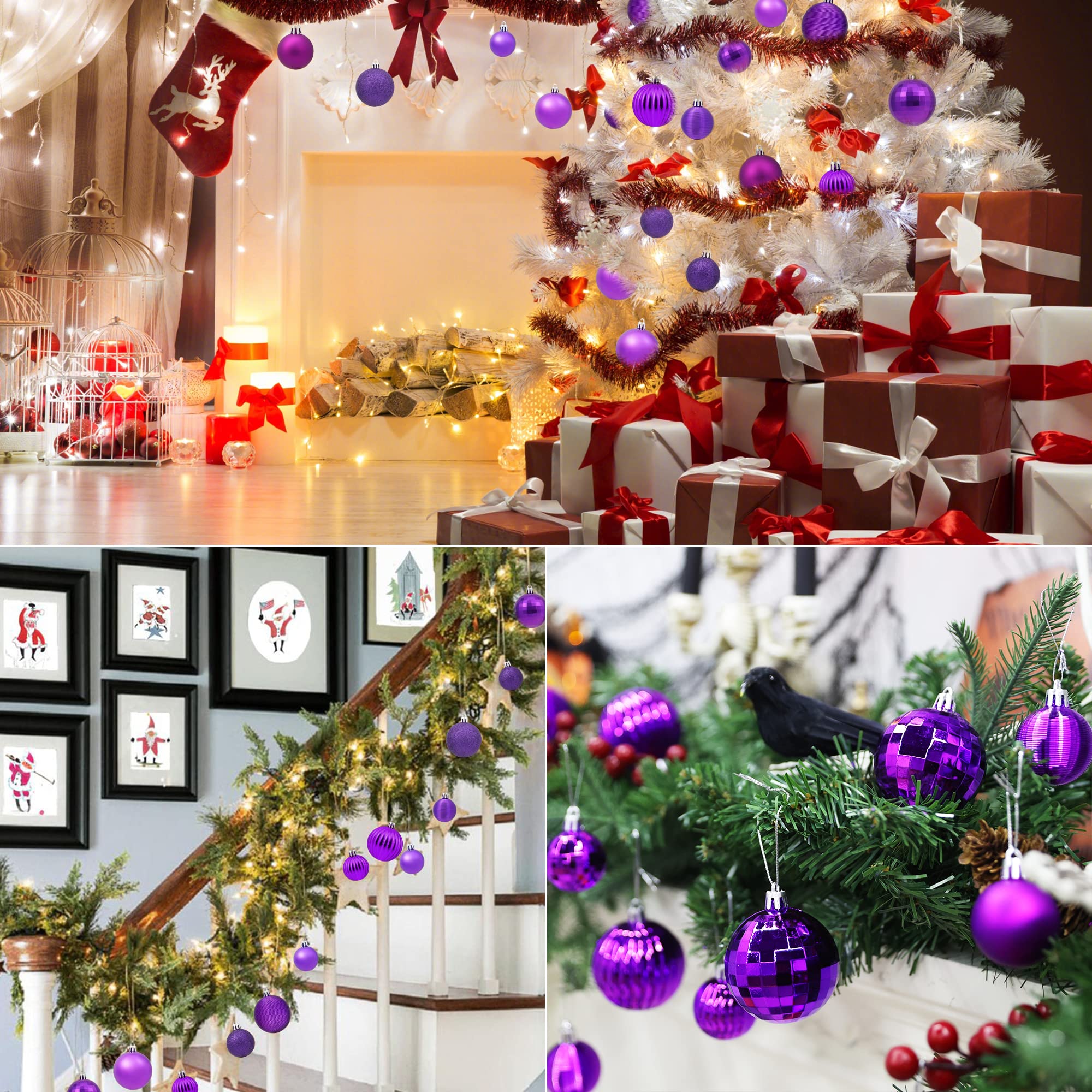 Brizled Purple Christmas Balls, 34pcs 2.36